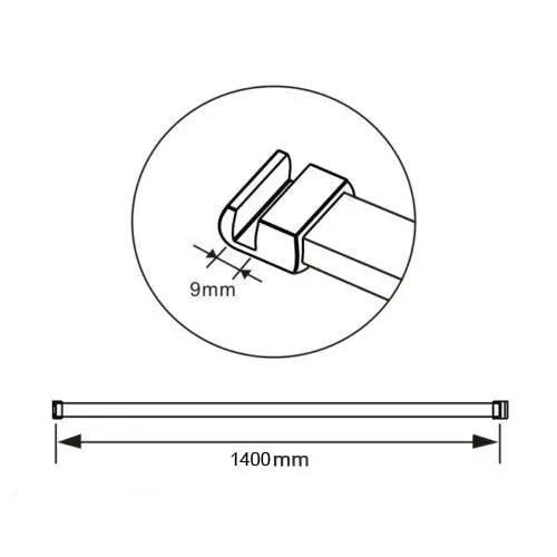 Aica Walk In Alta 200 cm Parete Per Doccia Vetro 8mm Temperato Anticalcare Fascia Centrale Opaca Barra Stabilizzatrice 140cm Piatto Doccia