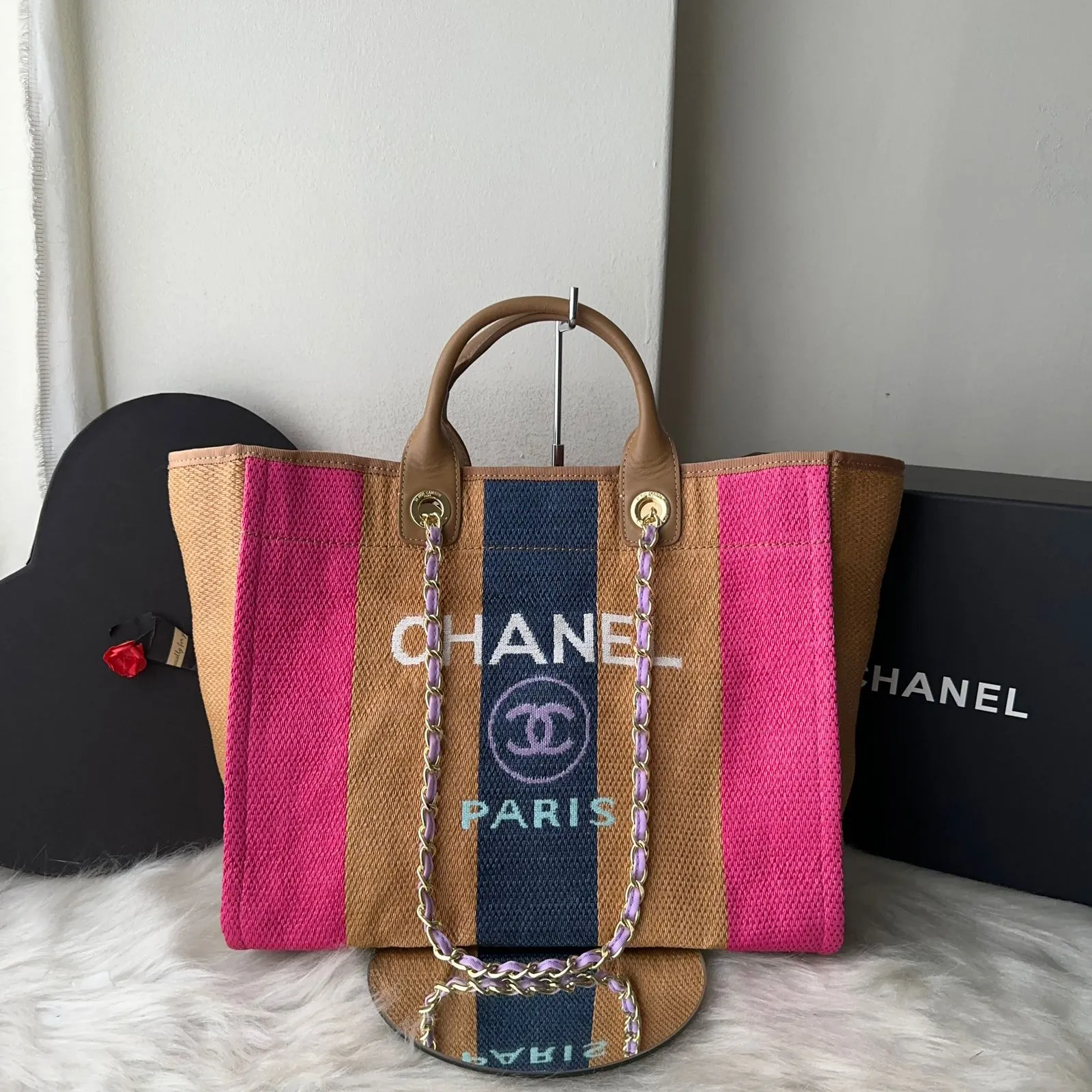 Bolsa Straw Raffia Calfskin Deauville Tote