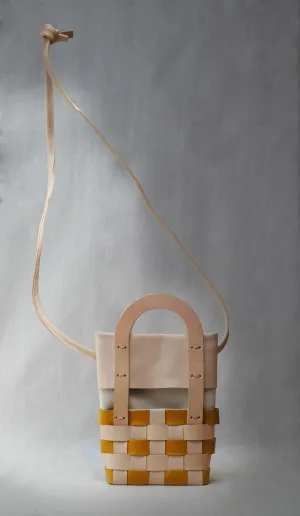 Bolso Mimbre S natural y mostaza