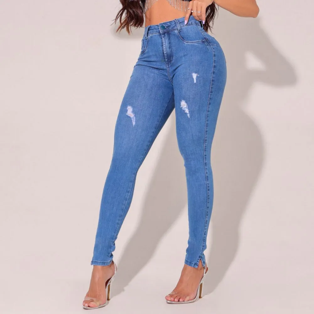 Calça Jeans Feminina Modeladora Skinny Destroyed Florença - RX00RB05
