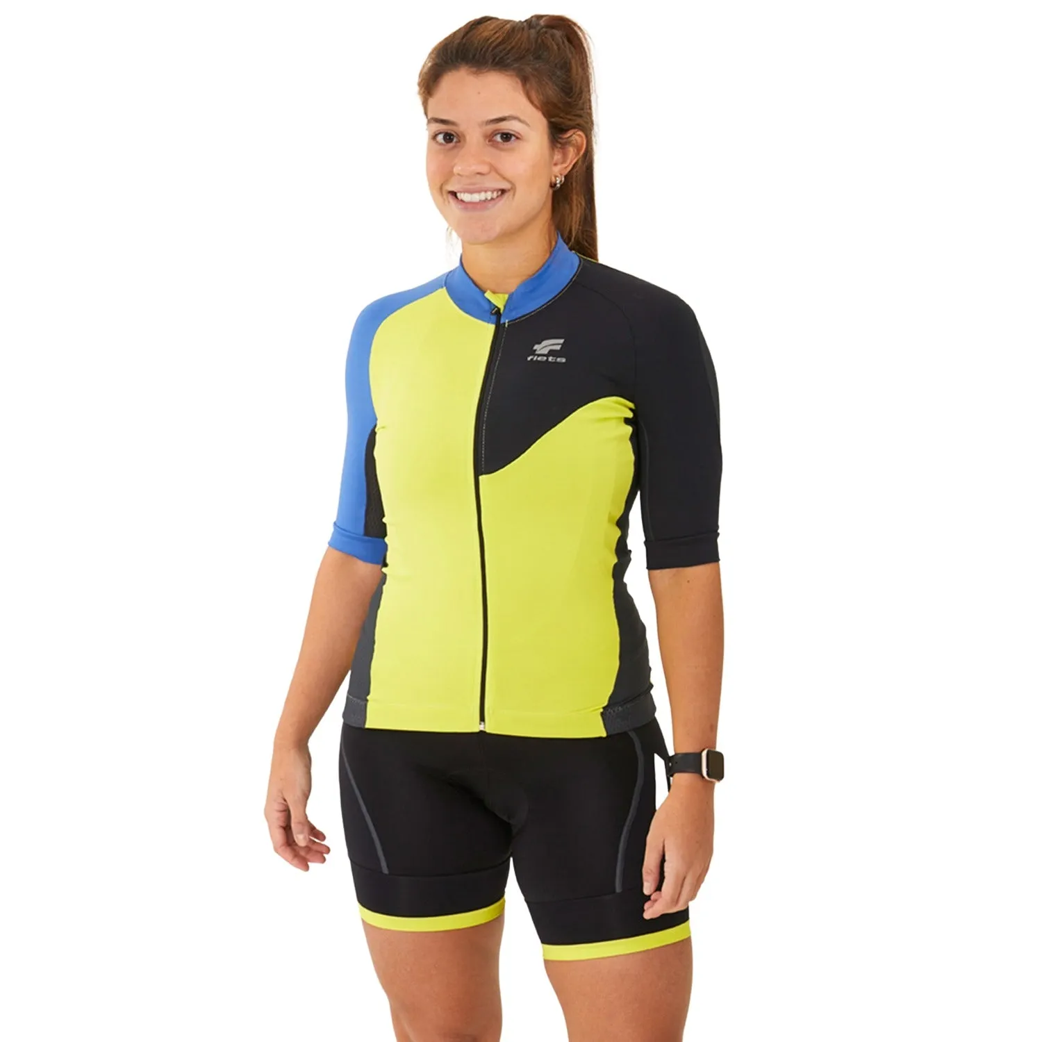 Camisa Ciclismo CYCLETECH Fem l Verde, Preto e Azul