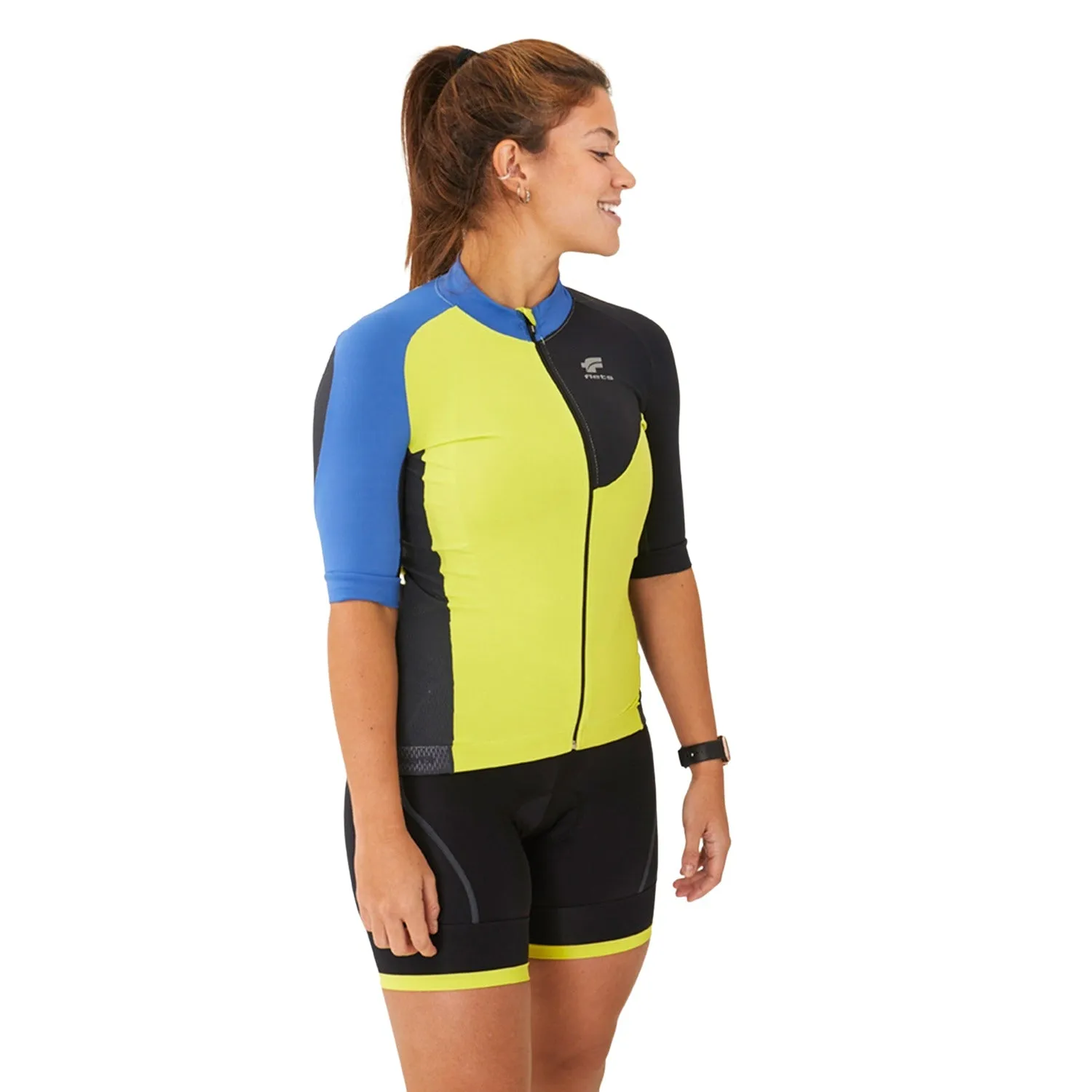 Camisa Ciclismo CYCLETECH Fem l Verde, Preto e Azul