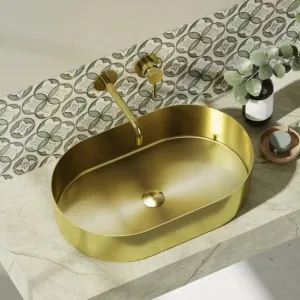 Lavabo Da Appoggio In Acciaio Inox 55x35 - Oro